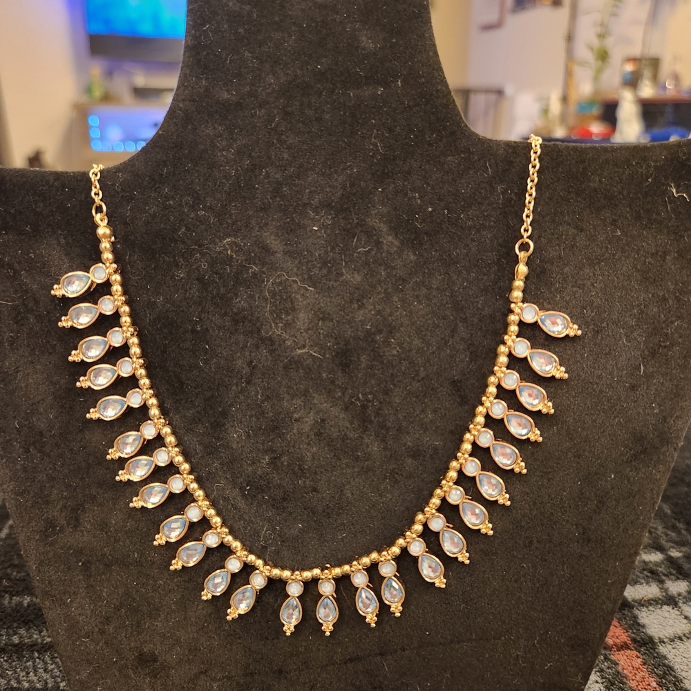 Massini Gold and Blue Teardrop Necklace